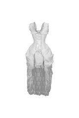 Top Drawer Steel Boned White Lace Victorian Bustle Corset Dress - Daisy Corsets