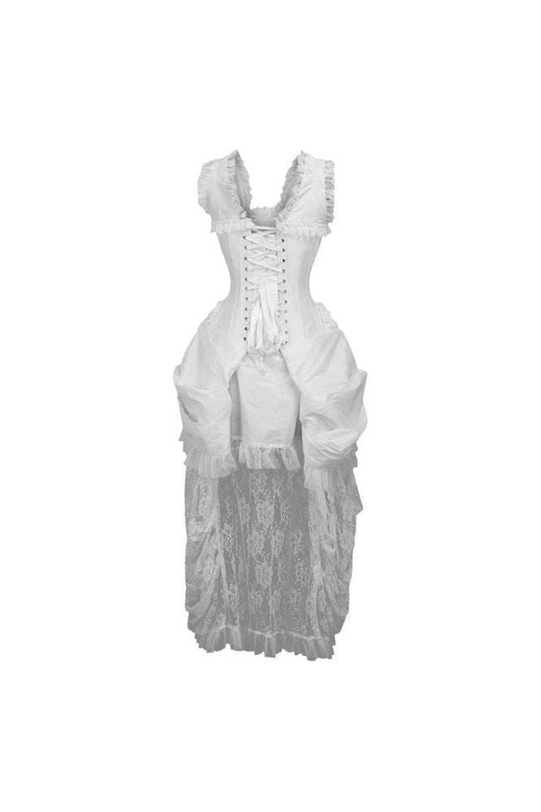Daisy Corsets Top Drawer Steel Boned White Lace Victorian Bustle Corset Dress