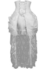 Top Drawer Steel Boned White Lace Victorian Bustle Underbust Corset Dress - Daisy Corsets