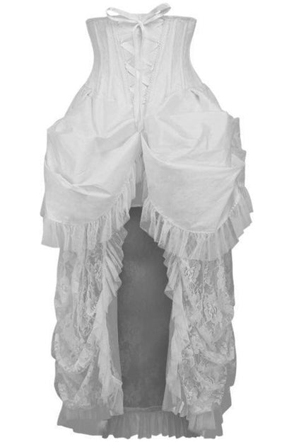 Top Drawer Steel Boned White Lace Victorian Bustle Underbust Corset Dress - Daisy Corsets