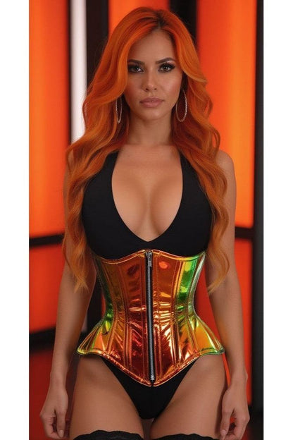 Top Drawer Sunset Holo Double Steel Boned Underbust Waist Cincher Corset - Daisy Corsets