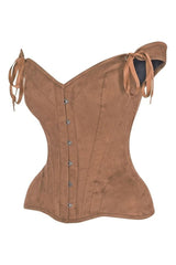 Daisy Corsets Top Drawer Tan Suede Steel Boned Corset w/Straps