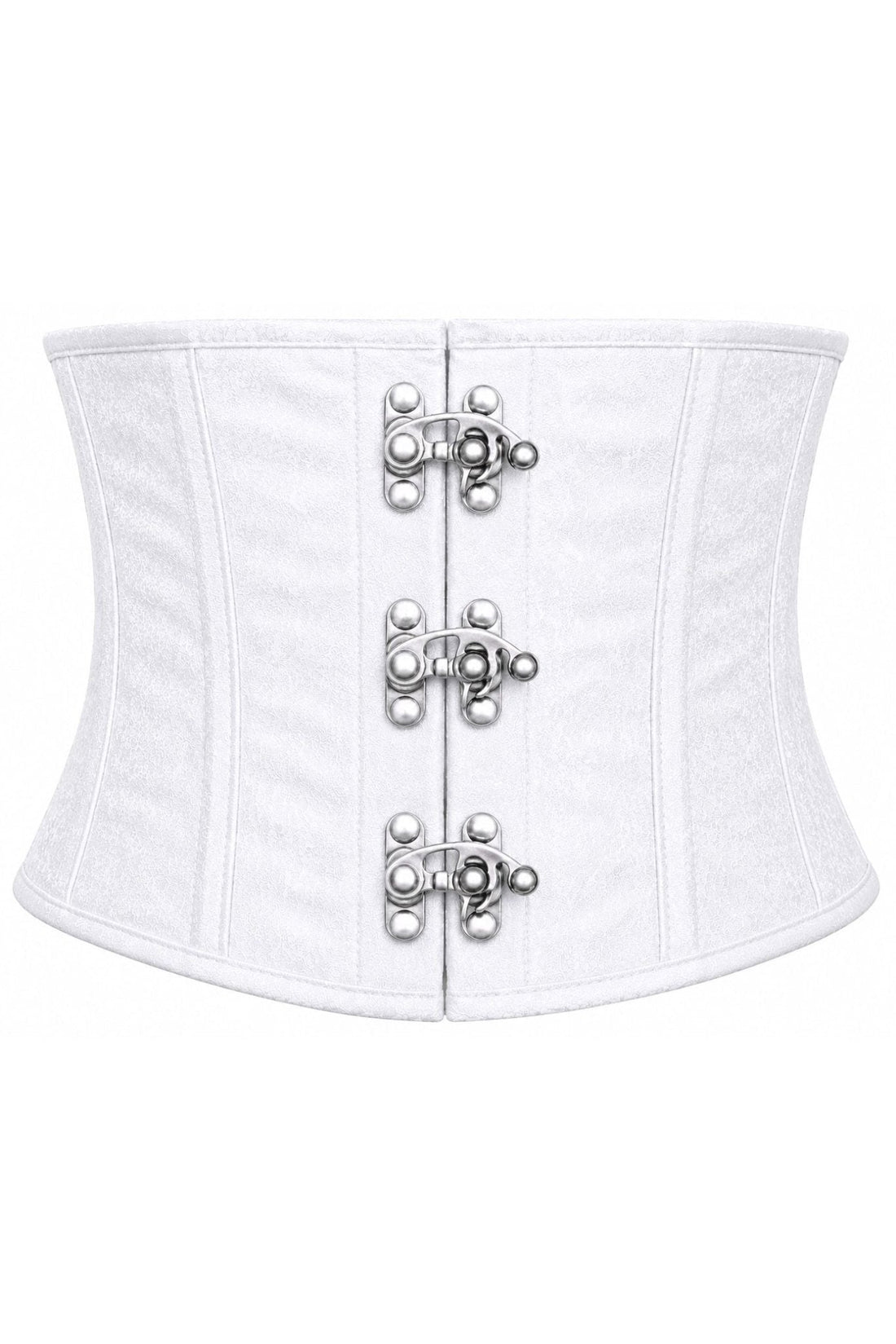 Daisy Corsets Top Drawer White Brocade Steel Boned Mini Cincher w/Clasps