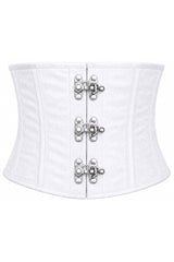 Daisy Corsets Top Drawer White Brocade Steel Boned Mini Cincher w/Clasps