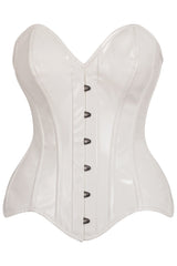 Top Drawer White Patent Leather Steel Boned Overbust Corset - Daisy Corsets