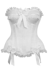 Daisy Corsets Top Drawer White Satin Steel Boned Burlesque Corset