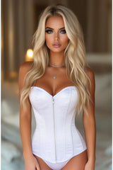 Daisy Corsets Top Drawer White Satin Steel Boned Corset
