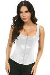 Top Drawer White Satin Steel Boned Corset w/Straps - Daisy Corsets