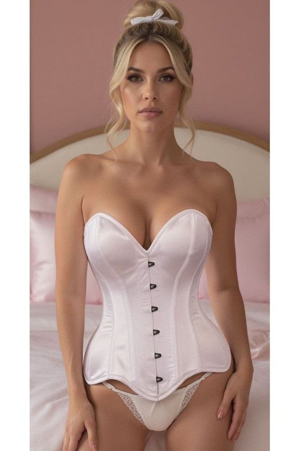 Daisy Corsets Top Drawer White Satin Steel Boned Overbust Corset