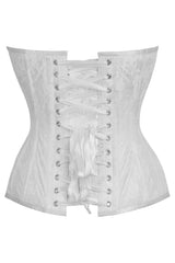 Daisy Corsets Top Drawer White Satin w/White Lace Overlay Steel Boned Overbust Corset