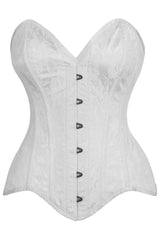 Daisy Corsets Top Drawer White Satin w/White Lace Overlay Steel Boned Overbust Corset