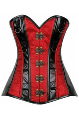 Daisy Corsets Top Drawer Wine Brocade & Faux Leather Steel Boned Corset