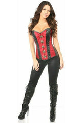 Daisy Corsets Top Drawer Wine Brocade & Faux Leather Steel Boned Corset