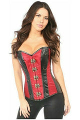 Daisy Corsets Top Drawer Wine Brocade & Faux Leather Steel Boned Corset