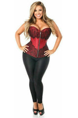 Daisy Corsets Top Drawer Wine Brocade Steel Boned Corset w/Black Eyelash Lace