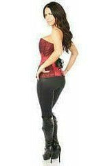 Daisy Corsets Top Drawer Wine Brocade Steel Boned Corset w/Black Eyelash Lace