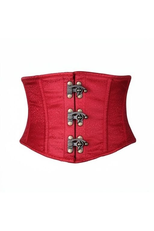 Daisy Corsets Top Drawer Wine Brocade Steel Boned Mini Cincher w/Clasps