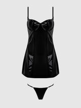 Trinity Patent Chemise & G-String Set