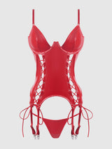 Trinity Patent Lace Up Bustier & G-String Set