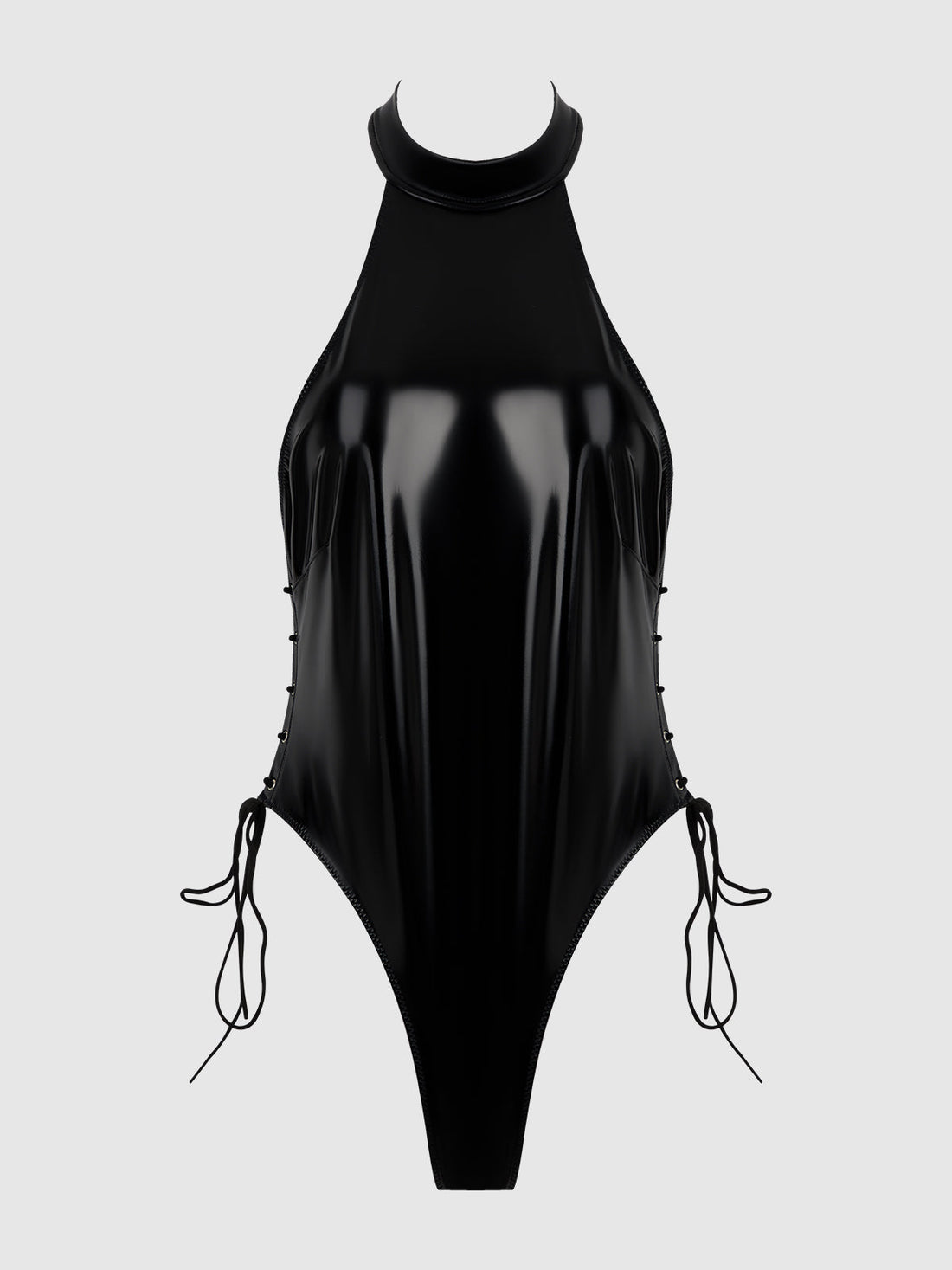 Trinity Patent Lace Up Halter Teddy