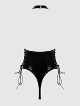 Trinity Patent Lace Up Halter Teddy