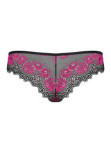 Sexy black and pink Tulia Lace Cheekini panties with floral pattern and tempting cut.