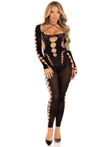 Leg Avenue Opaque Cut Out Footless Bodystocking