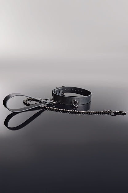 Coquette Pleasure Gunmetal Removable Chain Leash Collar
