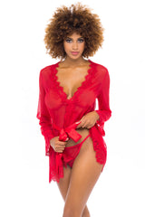 Eyelash Lace Sheer Mesh Provence Short Robe