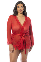 Eyelash Lace Sheer Mesh Provence Short Robe
