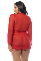 Eyelash Lace Sheer Mesh Provence Short Robe