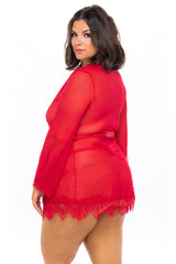 Eyelash Lace Sheer Mesh Provence Short Robe
