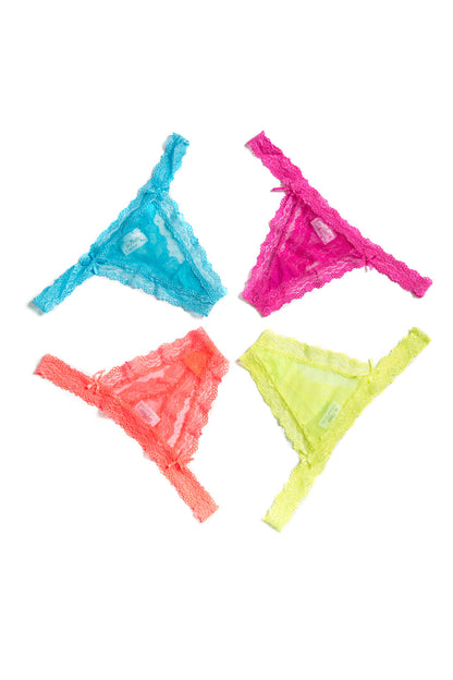 Coquette Neon Lace Mesh Thong Set 4 Pack