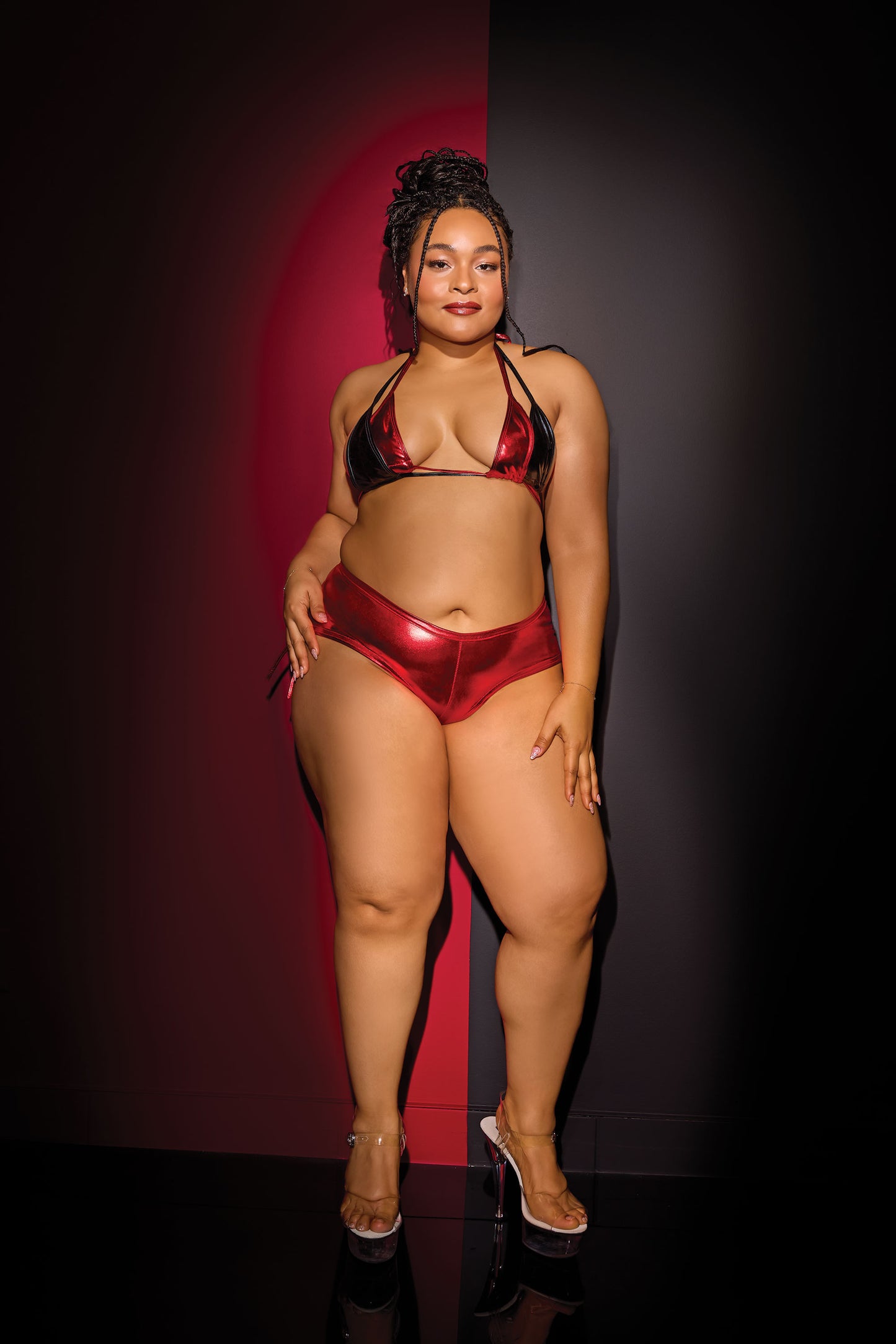 Coquette Ultra Sexy Micro Bikini Set Metallic Red