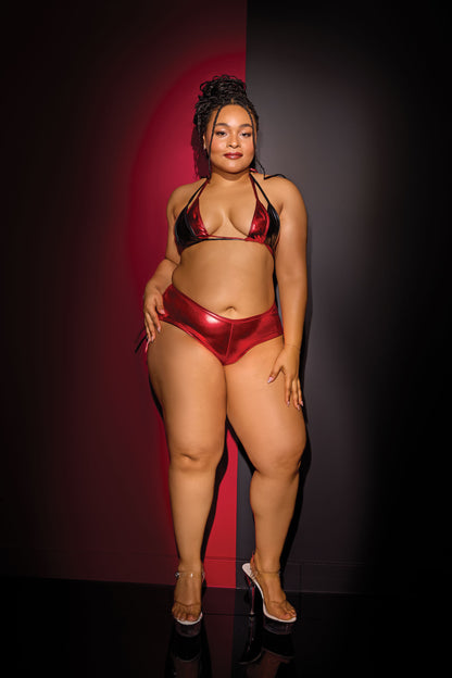 Coquette Ultra Sexy Micro Bikini Set Metallic Red