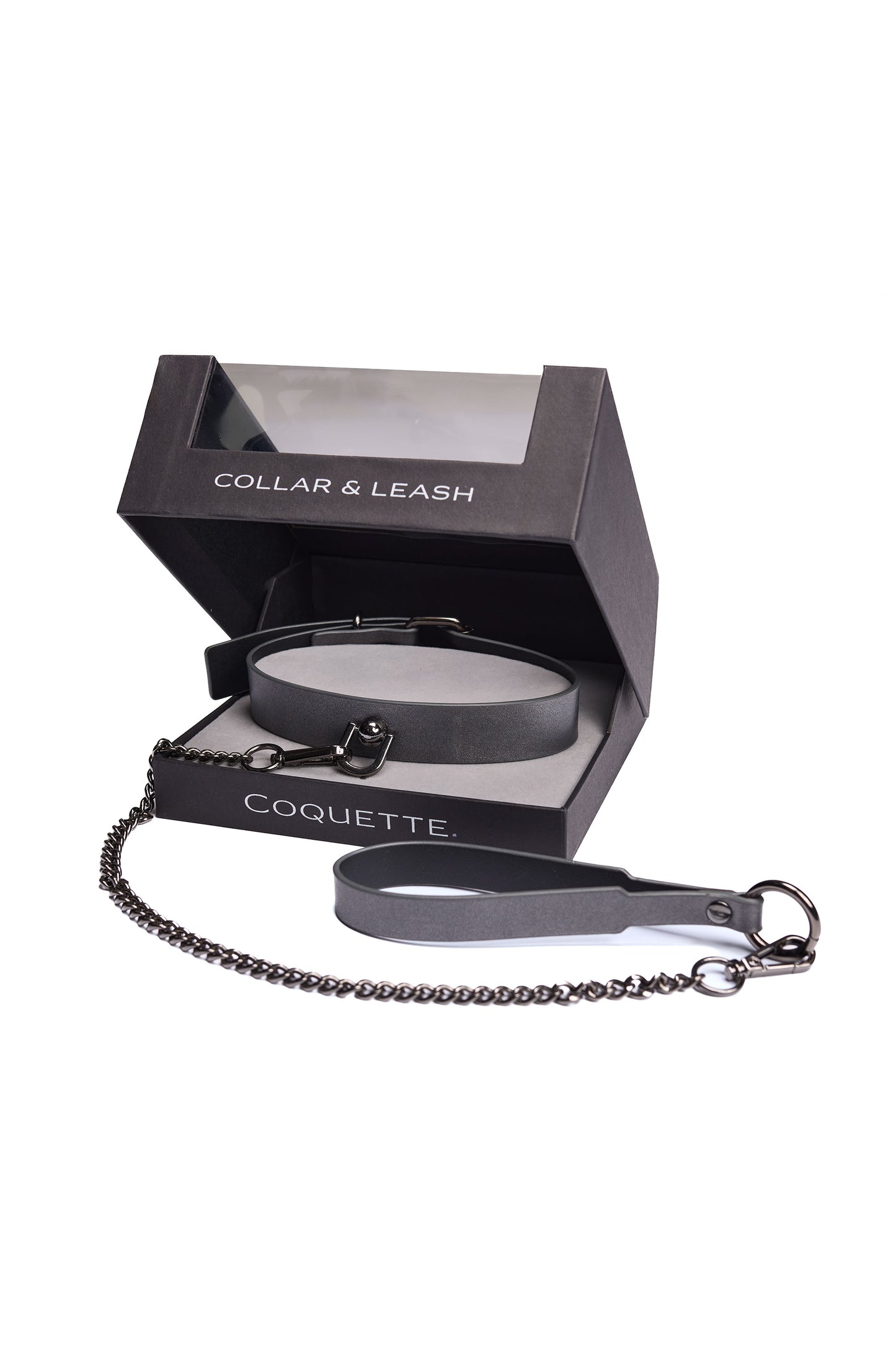 Coquette Pleasure Gunmetal Removable Chain Leash Collar