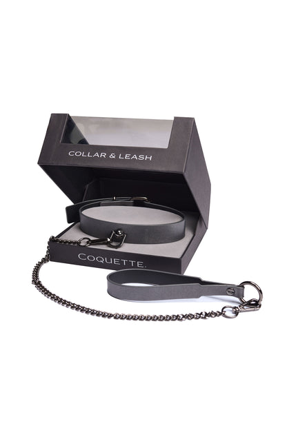 Coquette Pleasure Gunmetal Removable Chain Leash Collar