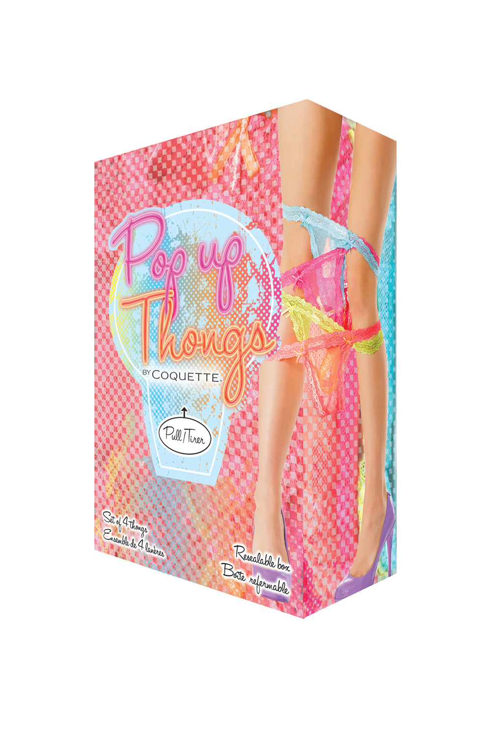 Coquette Neon Lace Mesh Thong Set 4 Pack