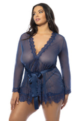 Eyelash Lace Sheer Mesh Provence Short Robe