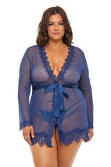 Eyelash Lace Sheer Mesh Provence Short Robe