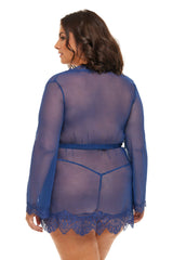 Eyelash Lace Sheer Mesh Provence Short Robe