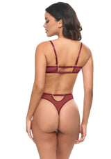 Oh la la Cheri Quinn Unlined Underwire Lace and Mesh Teddy Syrah