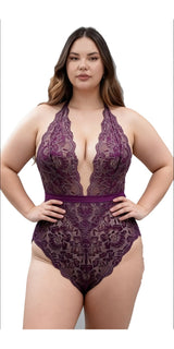 Escante Queen Lurex Lace Halter Teddy