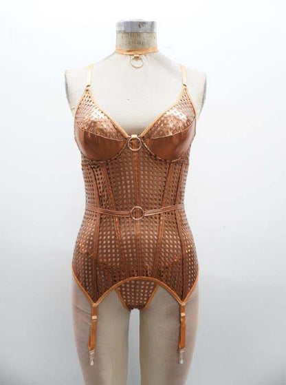 Escante Queen Precious Metals Femme Fatale Liquid Merrywidow Bustier Bronze