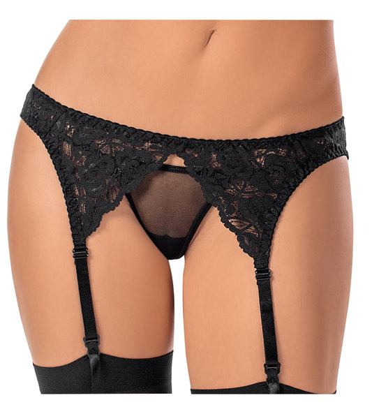 Escante Simple Classic Lace and Mesh Garter Belt Black