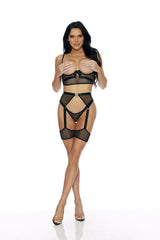Escante Lingerie Sexy Fishnet Cupless Bra Set Black