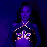 Escante Glow Halter Cutout Flower Dancewear Top