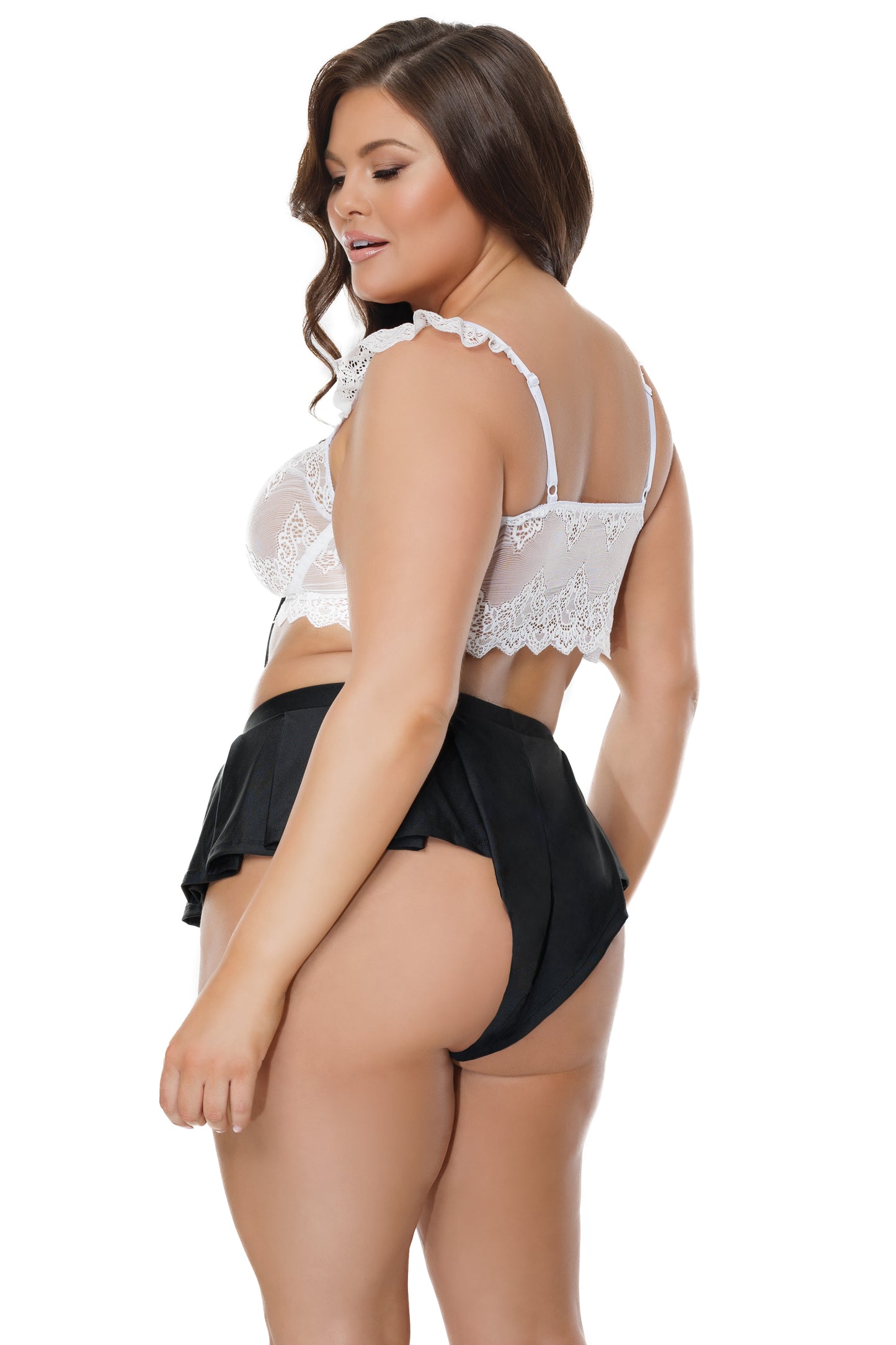 Coquette Diva Lingerie Sleep Crop Top and Shorts Set Black/White