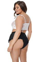 Coquette Diva Sleep Crop Top and Shorts Set Black/White-Rebel Romance