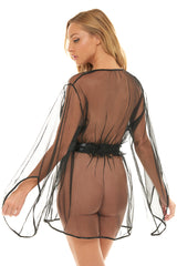 Oh la la Cheri Sydney Tulle Short Robe Wide Sleeves Black